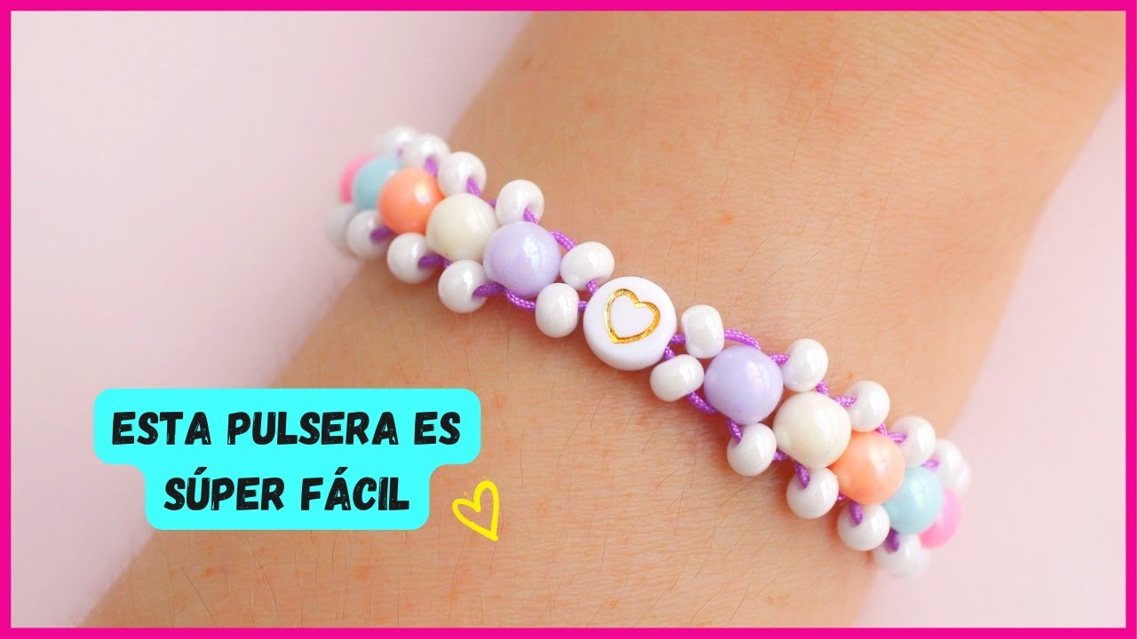 🤩 Como hacer PULSERAS de HILO con MOSTACILLAS FÁCILES y BONITAS #pulserasdemoda