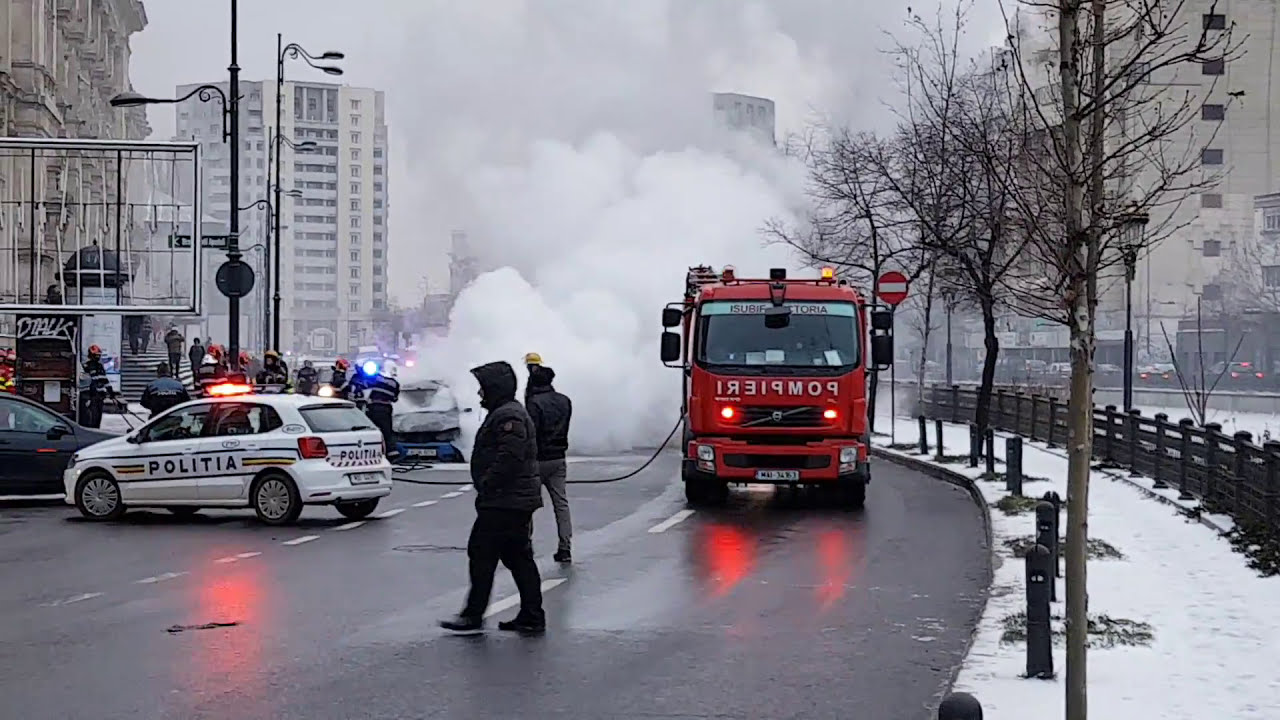 Interventie pompieri in trafic - Bucuresti 15.01.2018