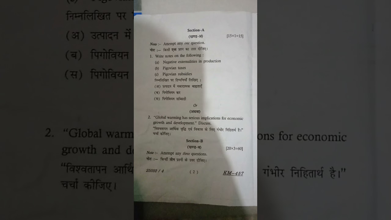 UNIVERSITY OF LUCKNOW 2025 environmental economics question paper