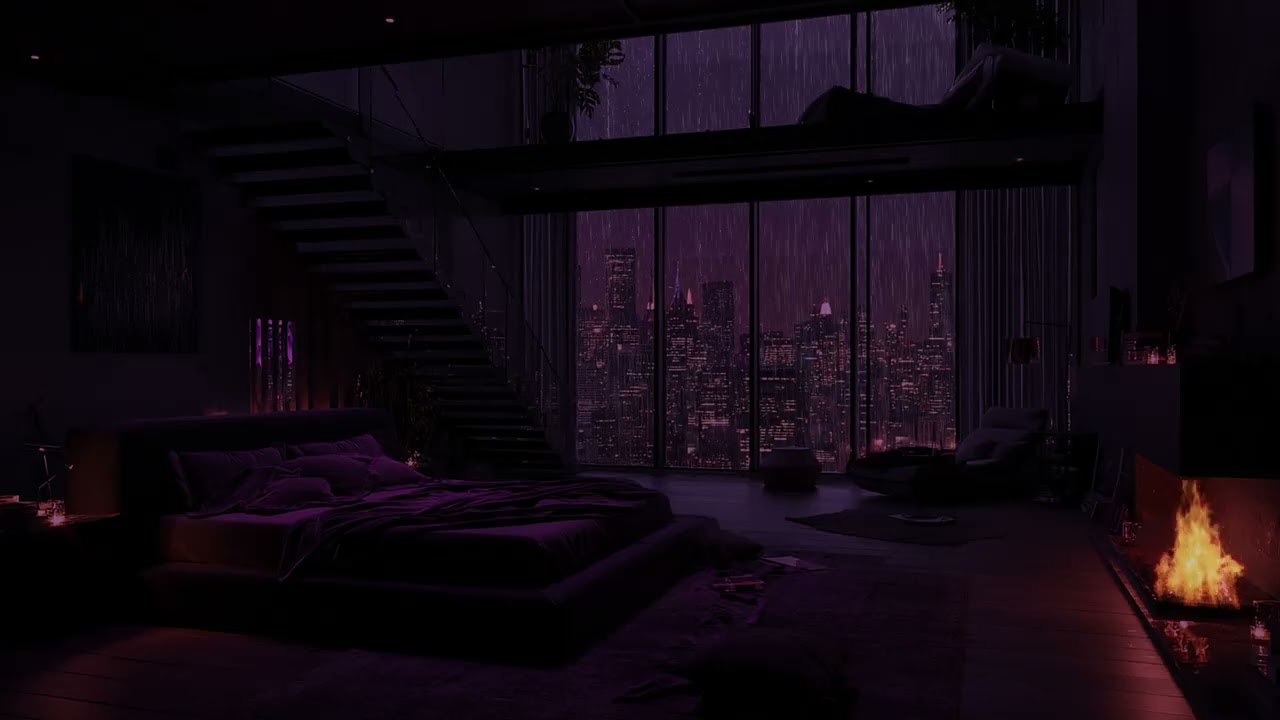 🌧️ Rainy Night in Luxury NYC Apartment | Pure Rain Sounds No Music Deep Sleep - 3 Hours