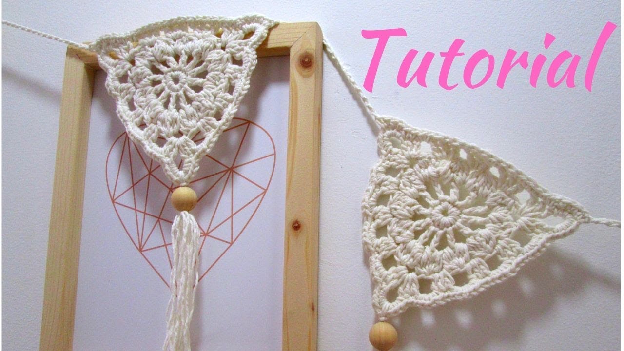 Cómo tejer un Banderín o Guirnalda  a Crochet para Decoración