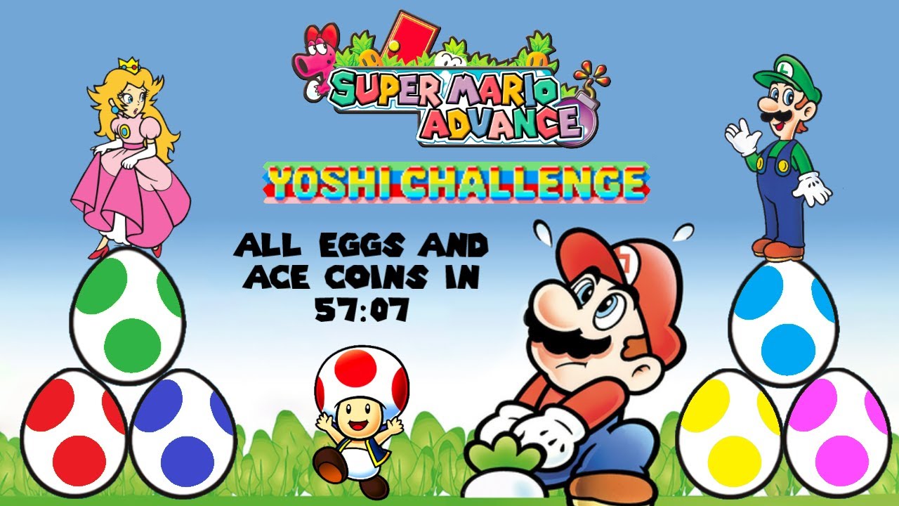 Super Mario Advance- All Yoshi Eggs + Coins speedrun [57:07]