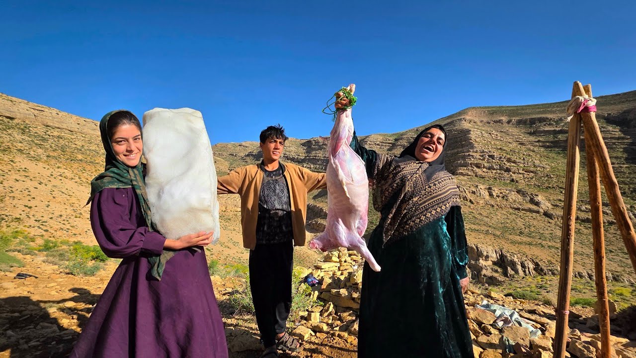 🧊⛰️ Bringing Ice from the Mountains and Cooking Nazri | Soghra&rsquo;s Nomadic Lifestyle 🍲🌿