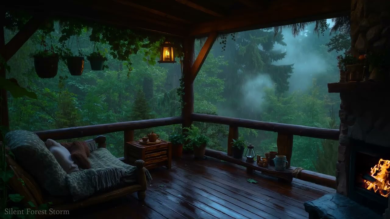 Sleep in the Deep Forest 🌧️ Rain & Fire Sounds for Relaxation | Good Night!