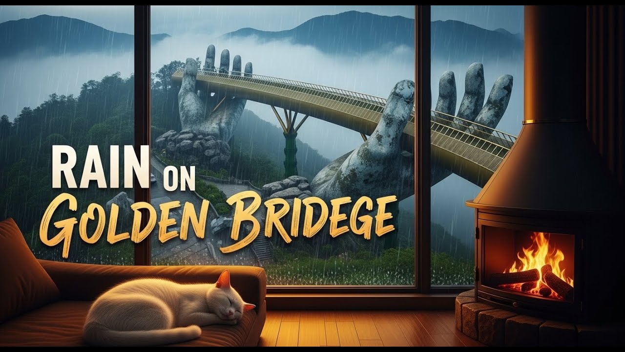 Rain on Golden Bridge Vietnam 🌧️ Piano & Ambient Sounds | Deep Sleep & Relax