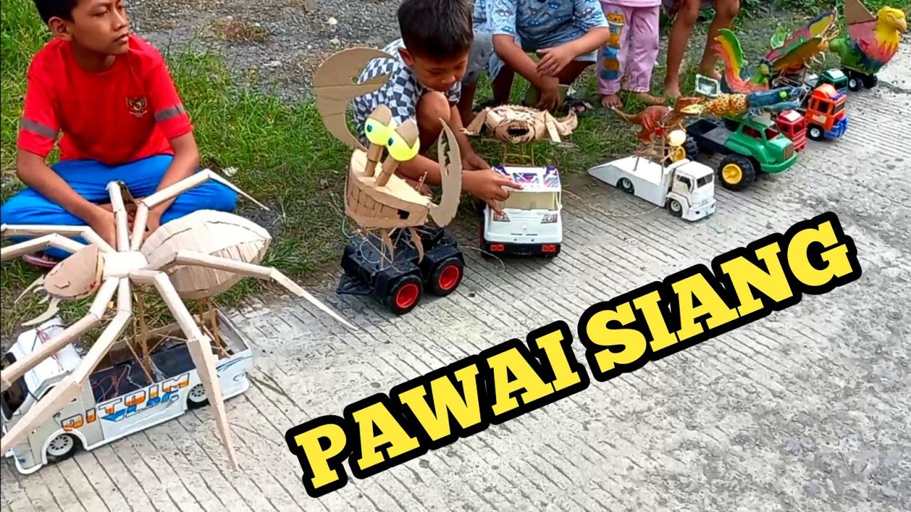 #takbiran #takbirkeliling pawai siang dengan naga buaya tyrex tuan krab satu kampung