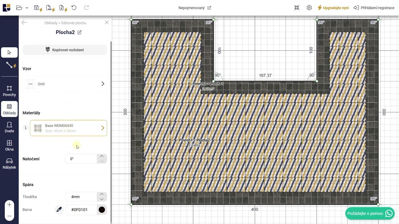 Tvorba podlahy s okrajem aplikací Tilelook Planner PRO