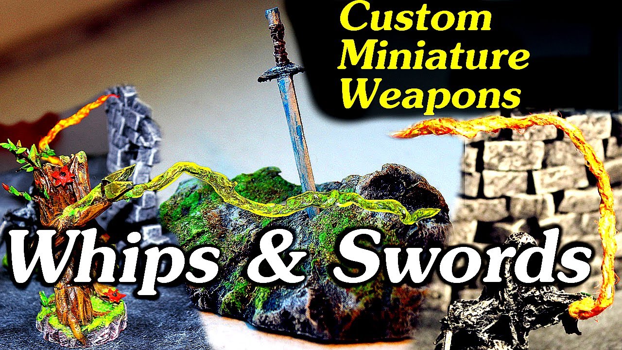 How to Craft Custom Weapons for D&D Miniatures - Fire Whip, Thorn Whip & Sword (Crafting Tutorial)