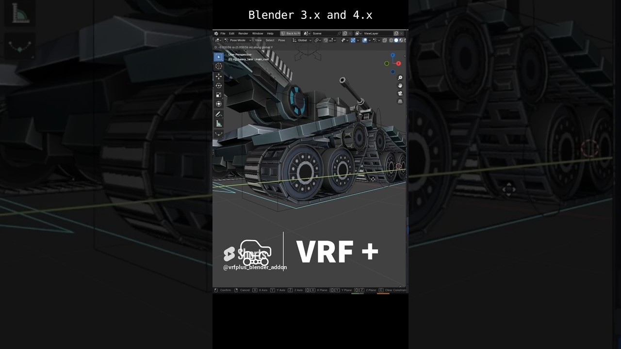 Tank track rig in blender 4.x #animation #rigging #tank #scifi #blender3d #blenderaddons