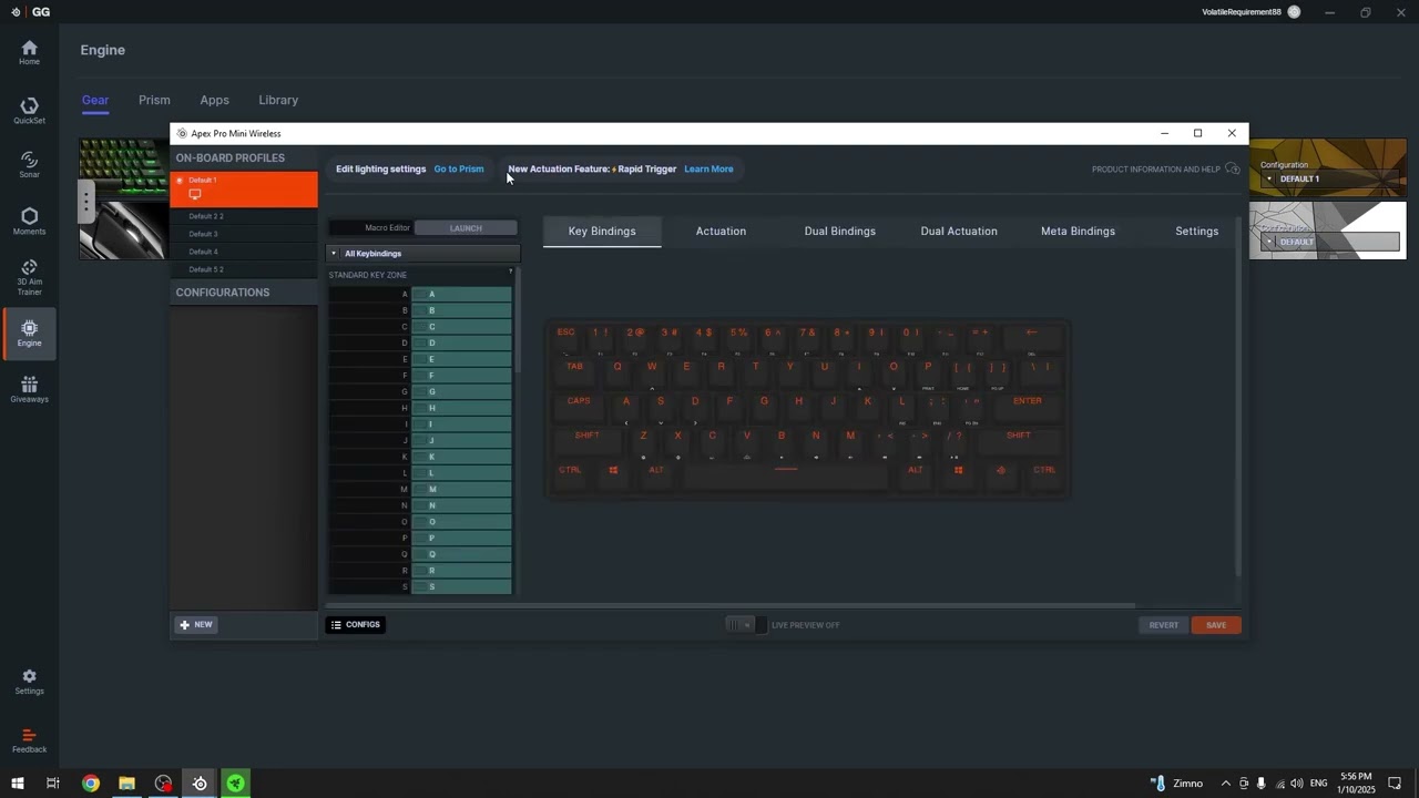 Wie &auml;ndere ich die Tastenbelegung auf der STEELSERIES Apex Pro Mini?
