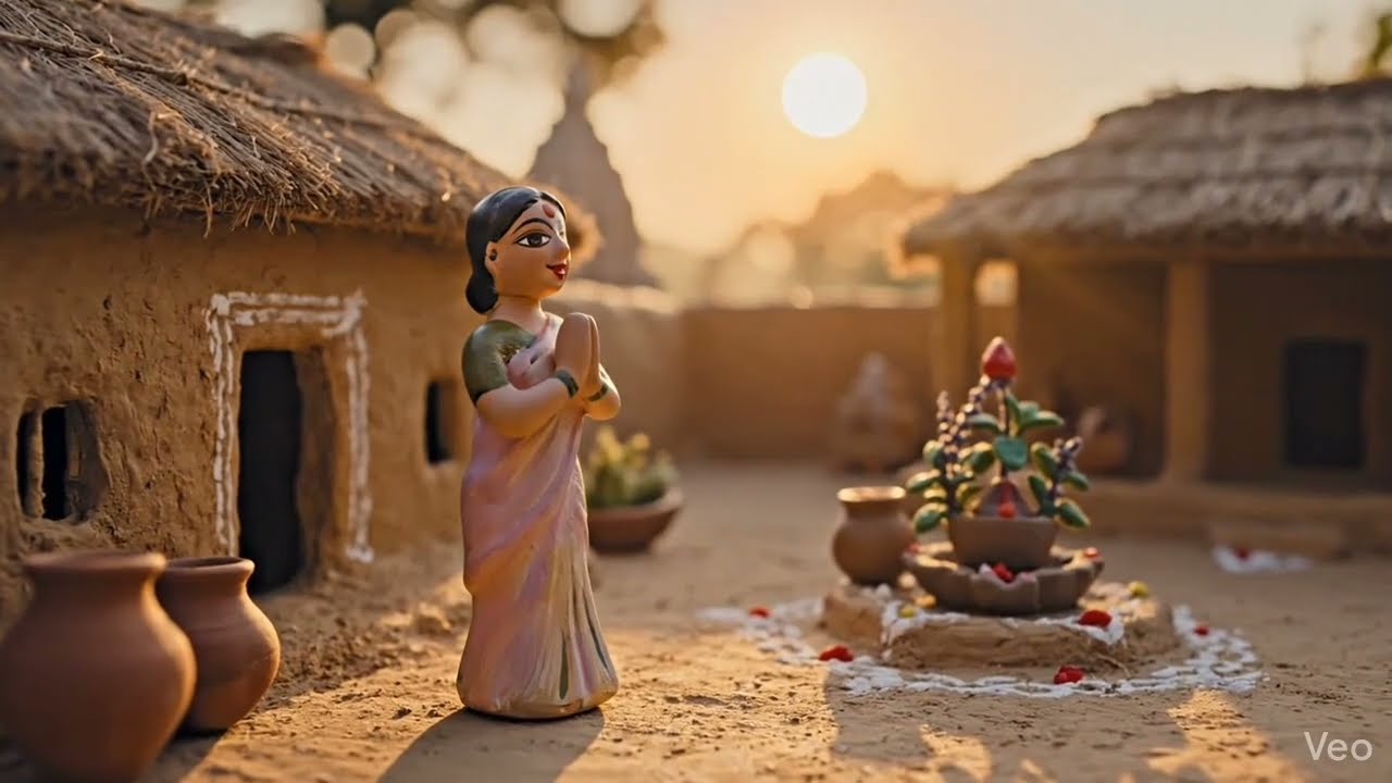 90’s गाँव की सुबह | Miniature Cinematic World | सुकून भरी जिंदगी|| no music || ASMR || tinycooking||