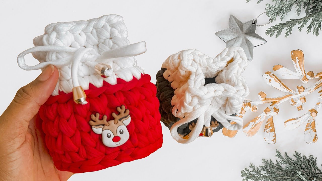 How to this cute Crochet Basket Tutorial with T-shirt Yarn, Crochet Jewelry Holder