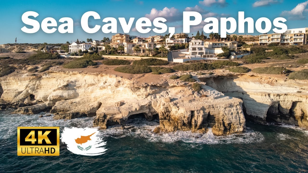 Cyprus from Above: 4K Drone Exploration of the Enchanting Sea Caves, Paphos 🌊🏞️🇨🇾