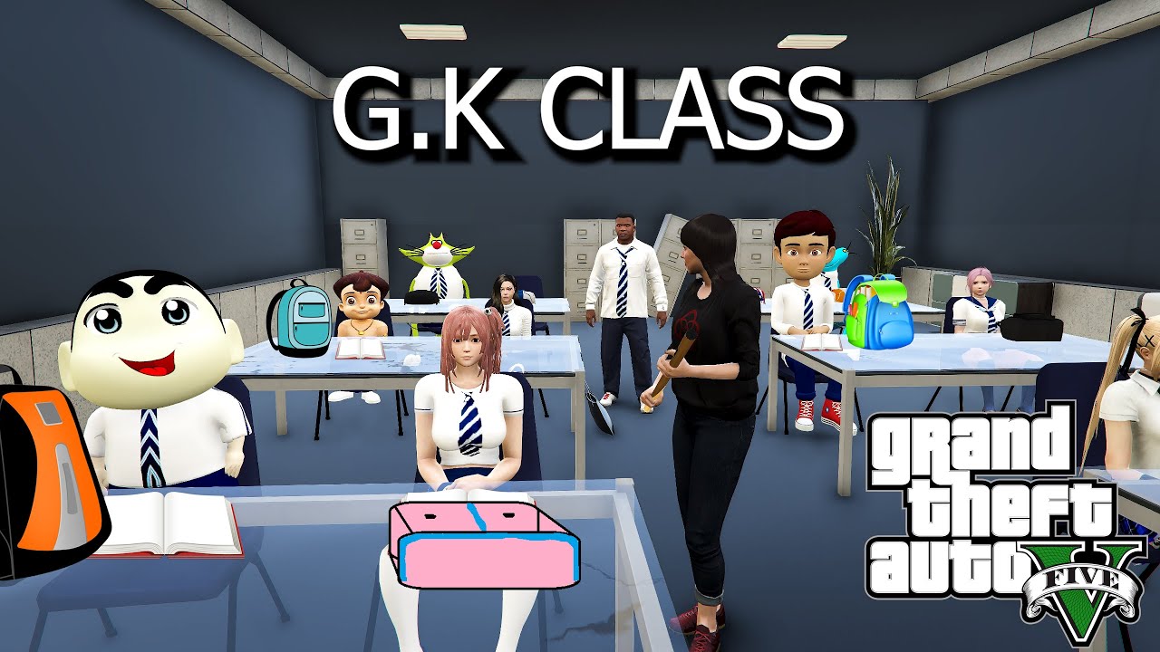 GTA 5 : Franklin and Shinchan study GK subject for the first time in their life