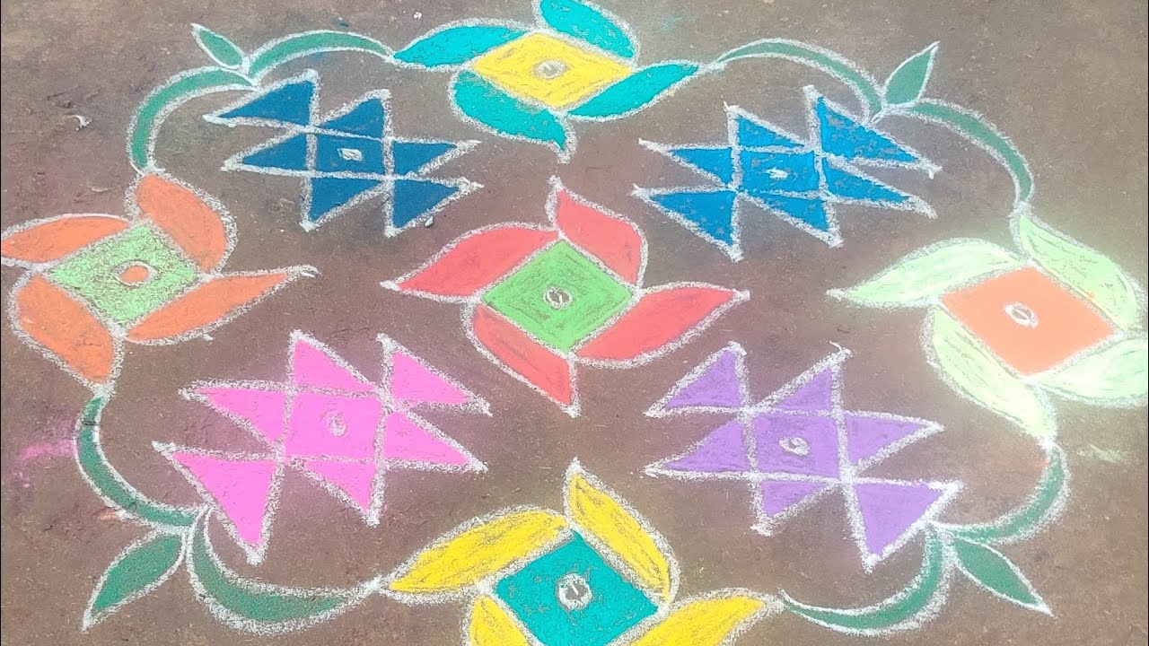 #beautiful kolam/#colour kolam/15*1dots/#விசிறி கோலம் 