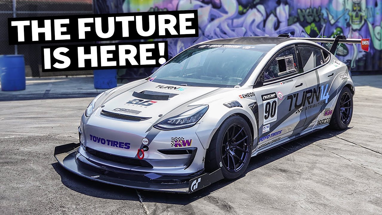 Безумный гоночный автомобиль Tesla Model 3, созданный для #PPIHC, уничтожает Tire Slayer Studios!