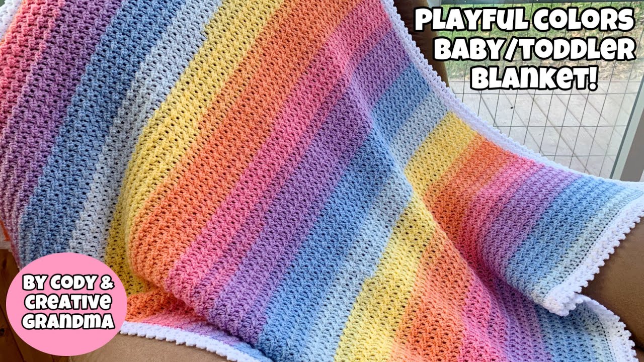EASY CROCHET Playful Colors Baby Blanket Tutorial  #lionbrandyarn