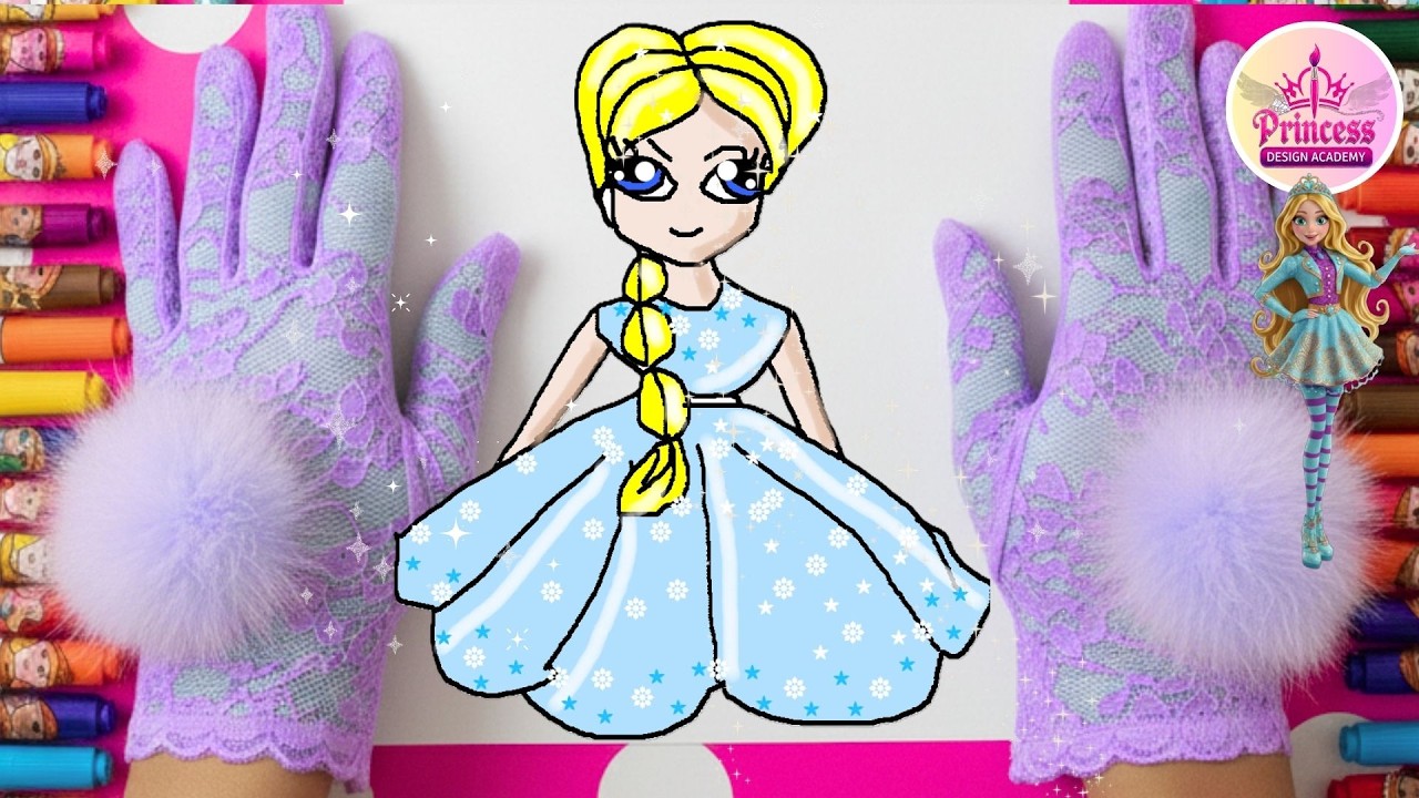 Как нарисовать милую принцессу Эльзу из мультфильма «Холодное сердце» ❄️ Простой рисунок и раскра...