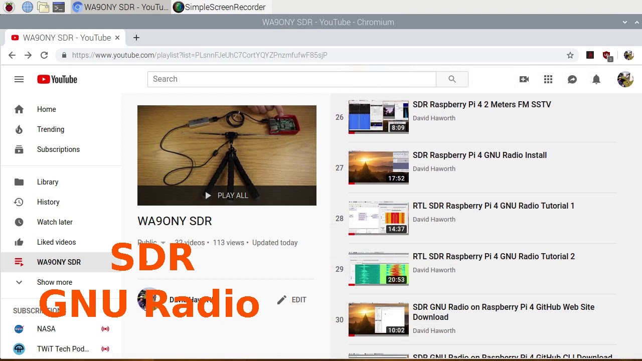 WA9ONY SDR YouTube Playlist