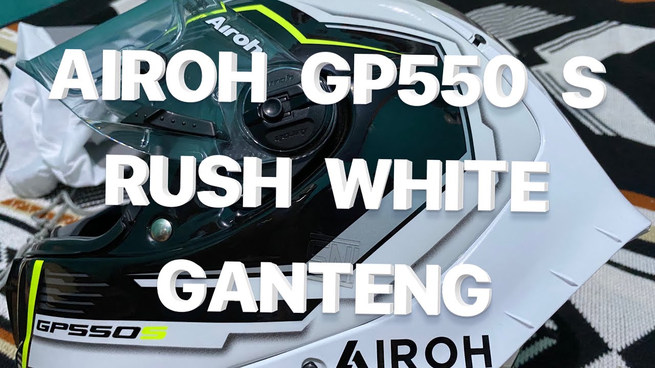 Review helm airoh gp550s rush white full face ganteng abis …!!!!