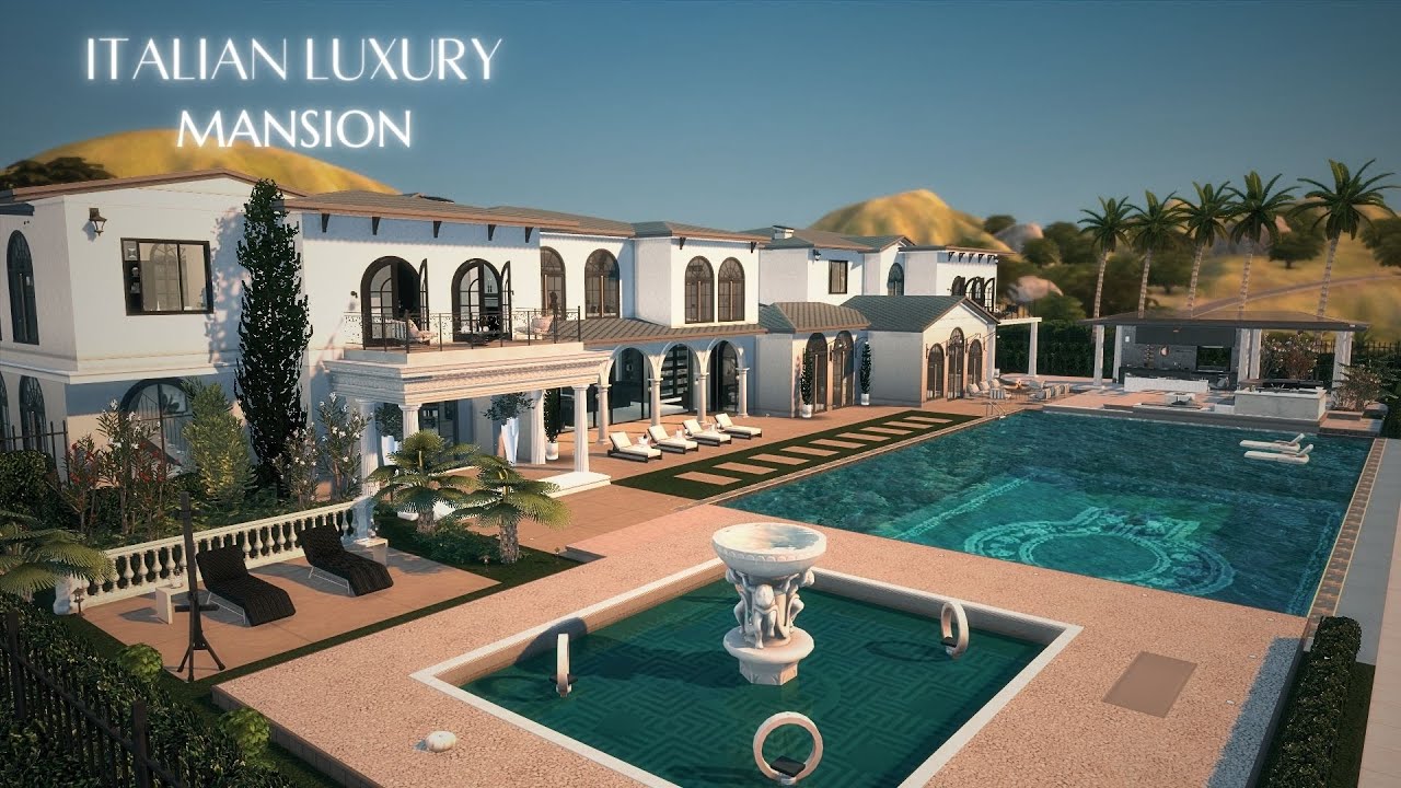 Italian Mansion Luxury Style ll Sims 4 ll House Tour ll CC build (TRAY+CC+LINKS)
