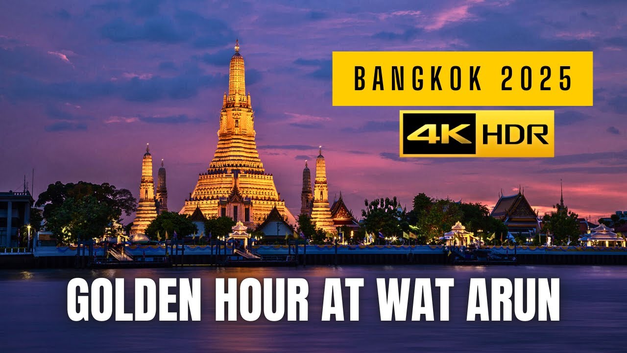 Golden hour at Wat Arun, the Temple of Dawn - 4K HDR