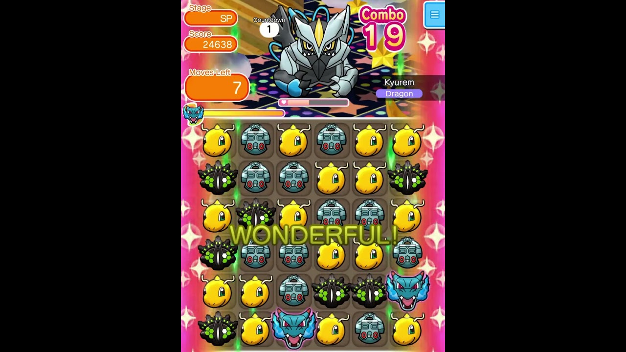 Pokémon Shuffle Mobile - Black Kyurem Special Stage - ITEMLESS Clear