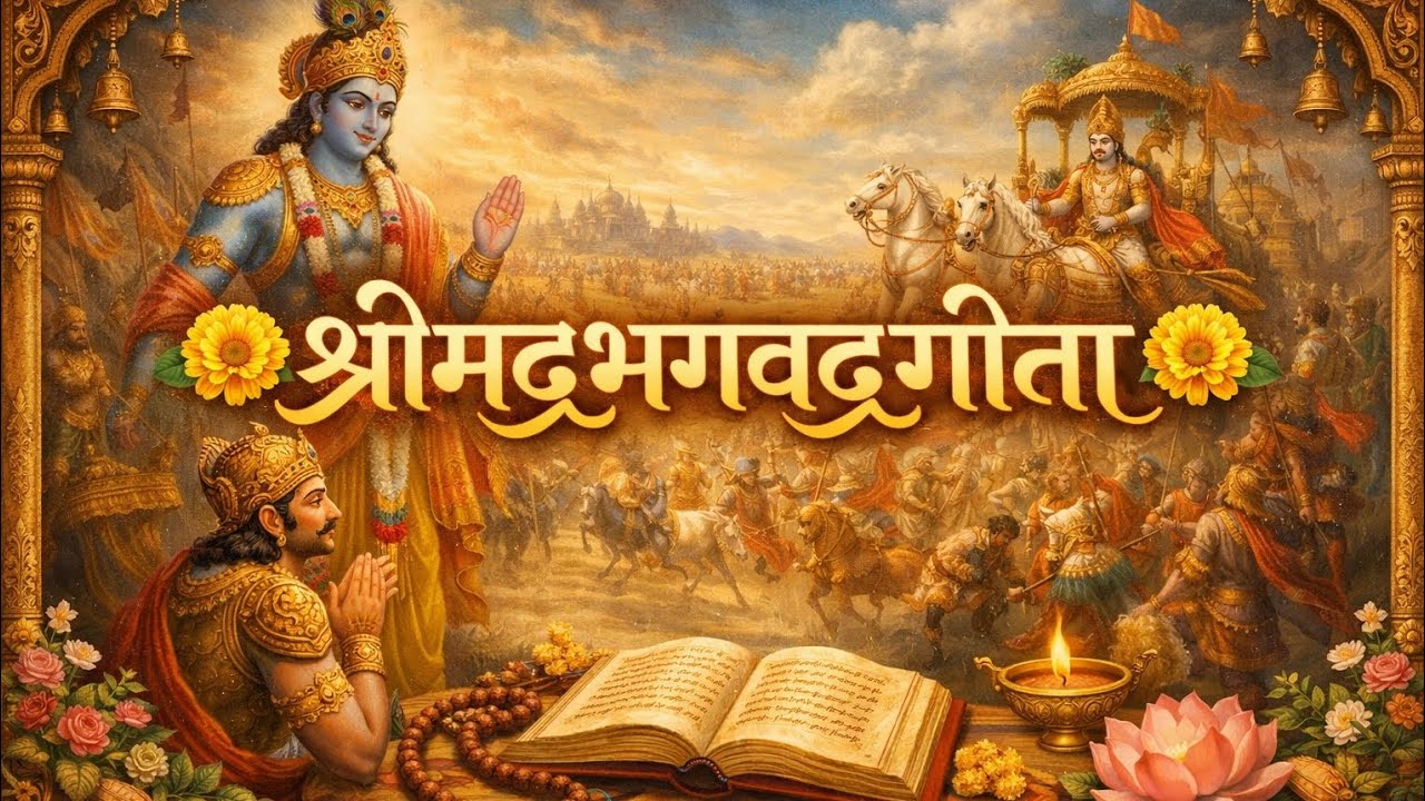 🌼 श्रीमद्भगवद्गीता🌼📜 अध्याय 1 — अर्जुन विषाद योग! Follow for 📜 अध्याय 2 — सांख्य योग #radheradhe ✨🍁