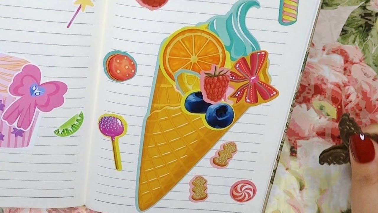Assembly a Cute Ice Cream Sticker with Me | Satisfying Aesthetic Journaling