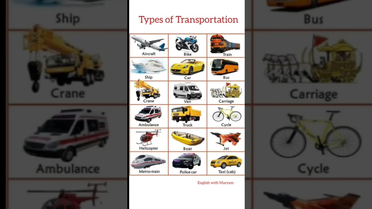 Types of vehicles#transport names #English with Maryam