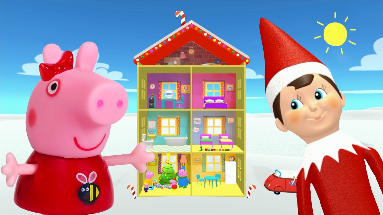 Peppa Pig Game | Elf On The Shelf Hiding in Christmas Toys