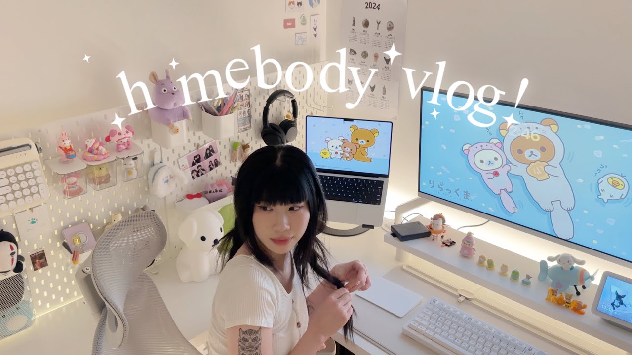 homebody diaries 🧺 🫧 waking up at 4am, desk setup cleaning, productive day at home + cooking vlog 🧸