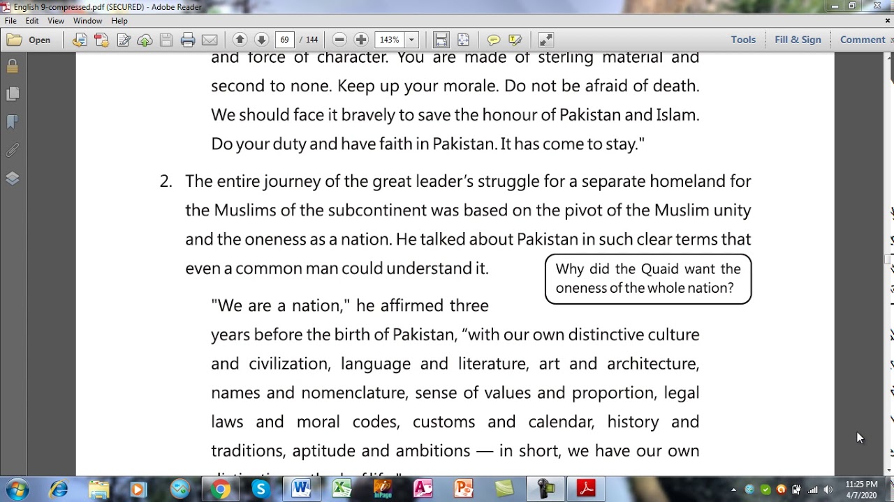 English | 9th | The Quaid's Vision and Pakistan | 2nd and 3rd Paragraph.