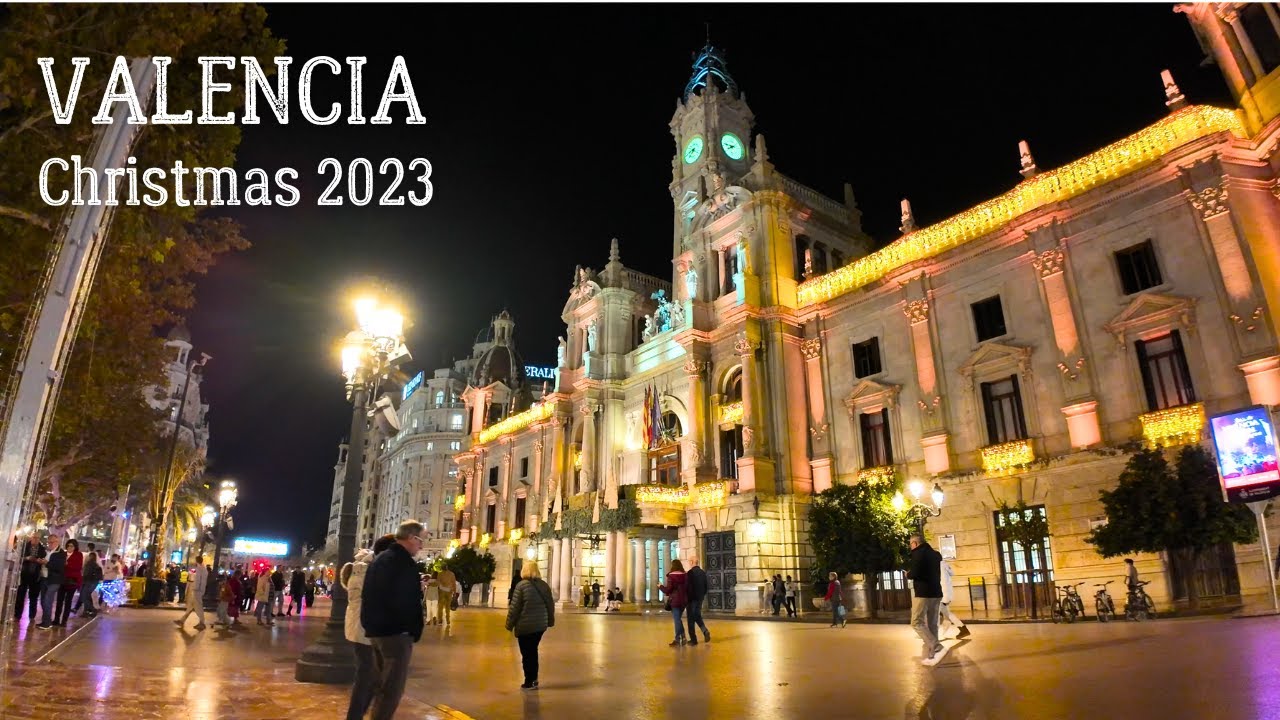 4K Valencia Christmas Walk 2023 - Ciutat Vella - Old town - Navidad city lights Spain