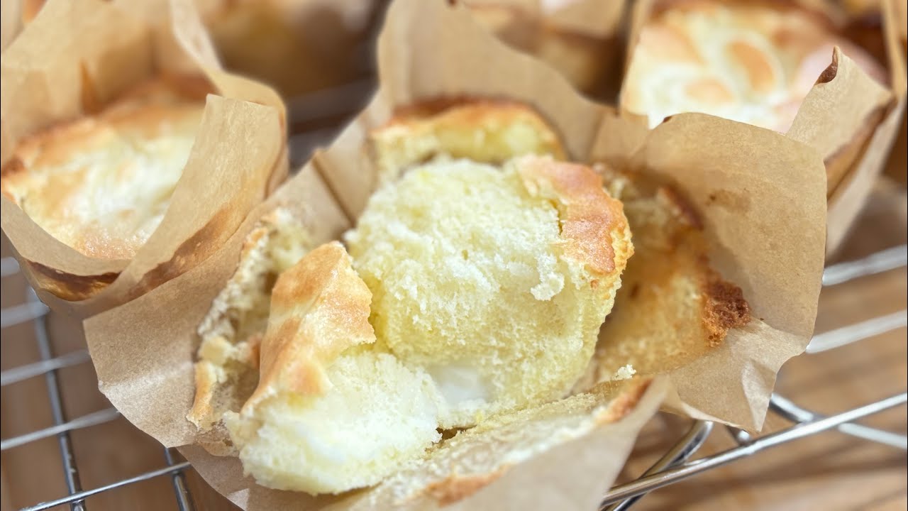 🥥Soft & Fluffy Young Coconut Chiffon Cupcakes • Filled with Coconut Cream🥥