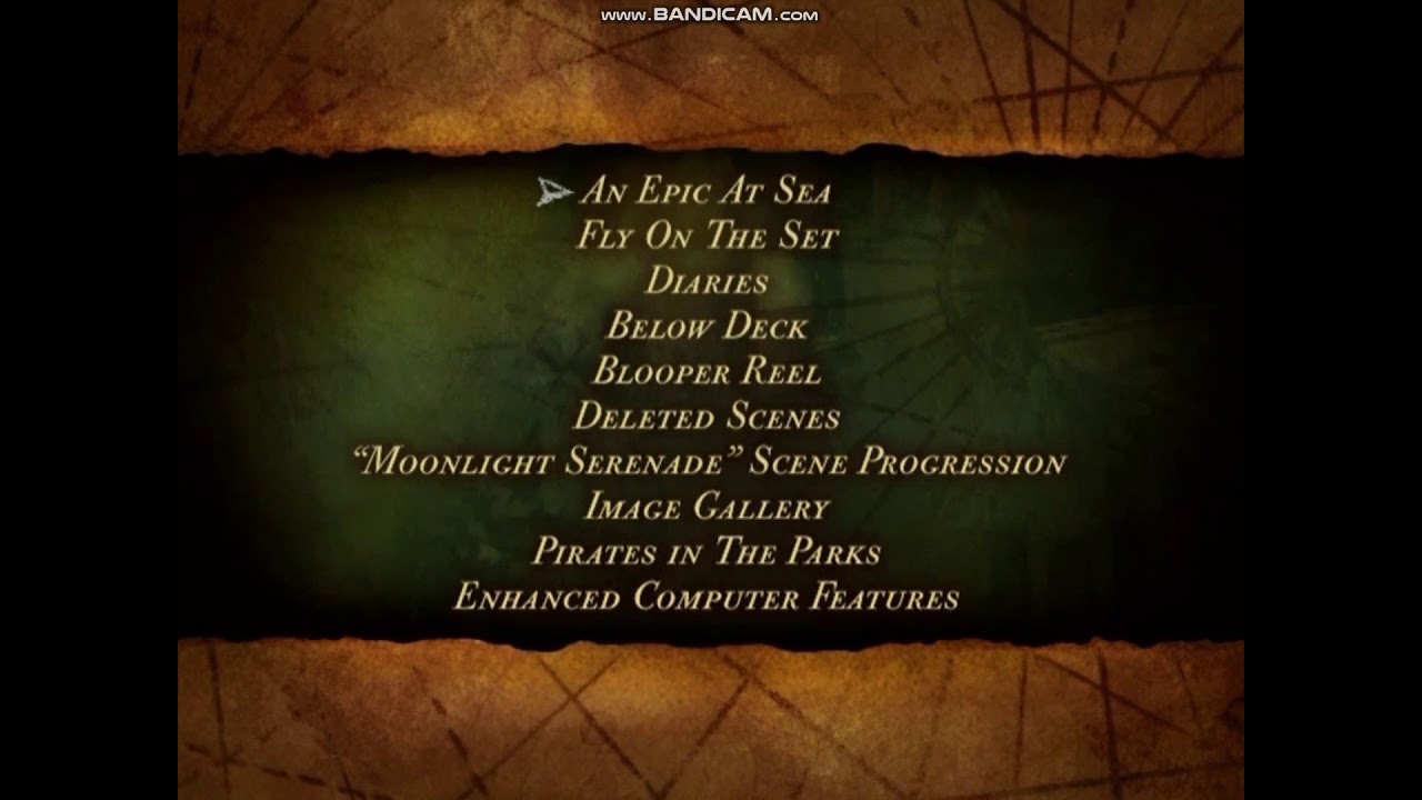 Pirates of the Caribbean curse black pearl DVD menu