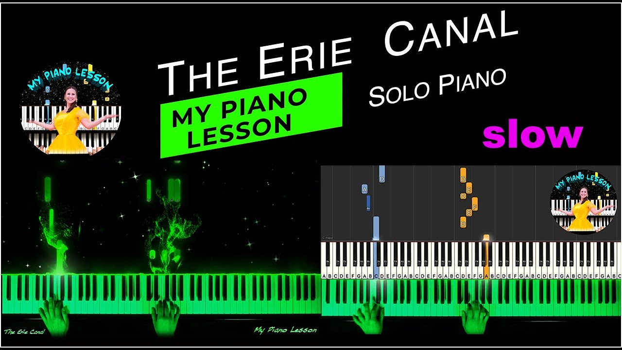 Erie Canal -  SLOW Piano Synthesia Tutorial