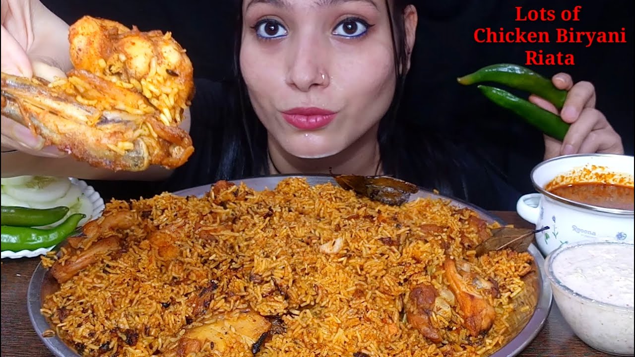Eating Spicy 🔥 Chicken Biryani, Spicy Gravy, Raita | Lots of biryani Eating Mukbang | Food Show