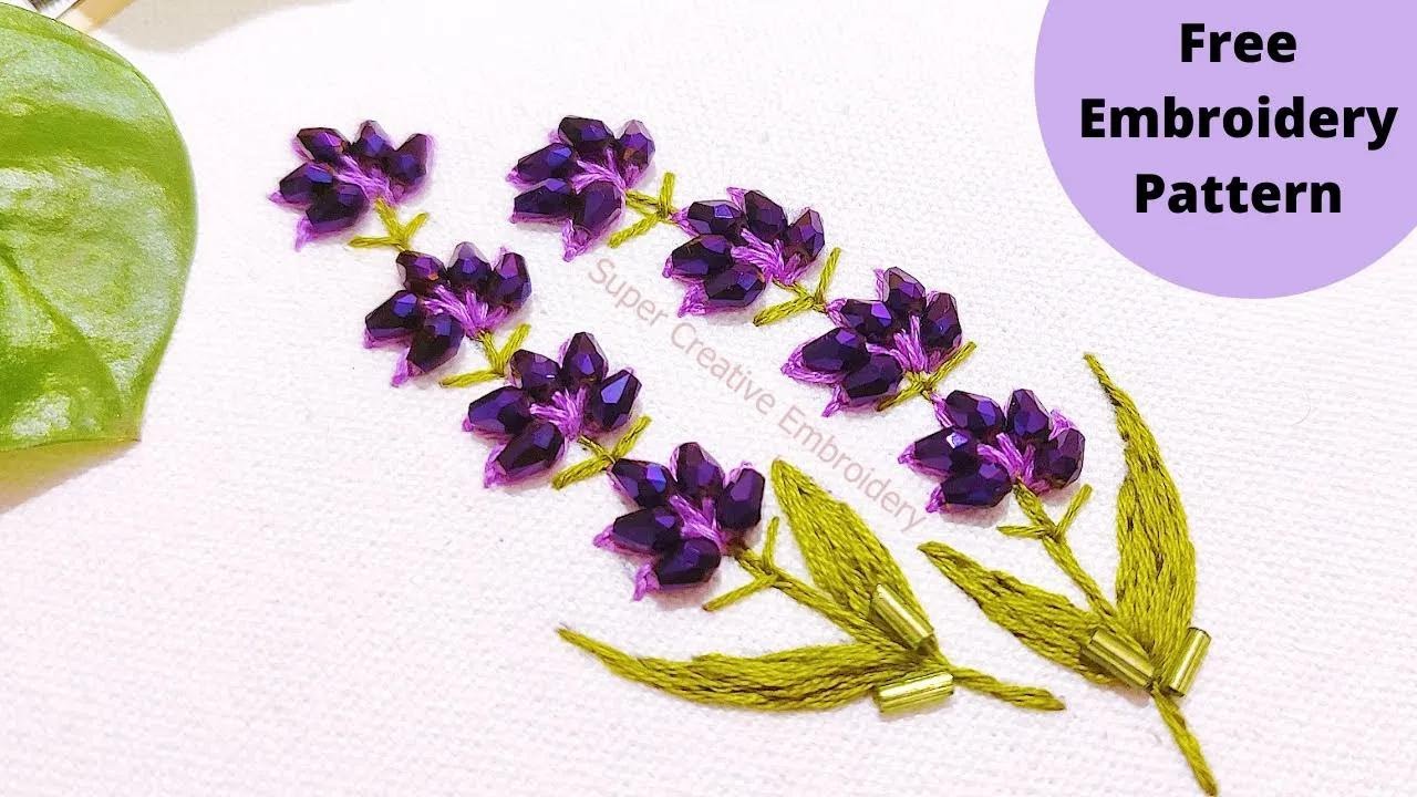 DIY Embroidery Delight/How to embroider Lavender Fantasy Flower with Beads/ Needlework Ideas