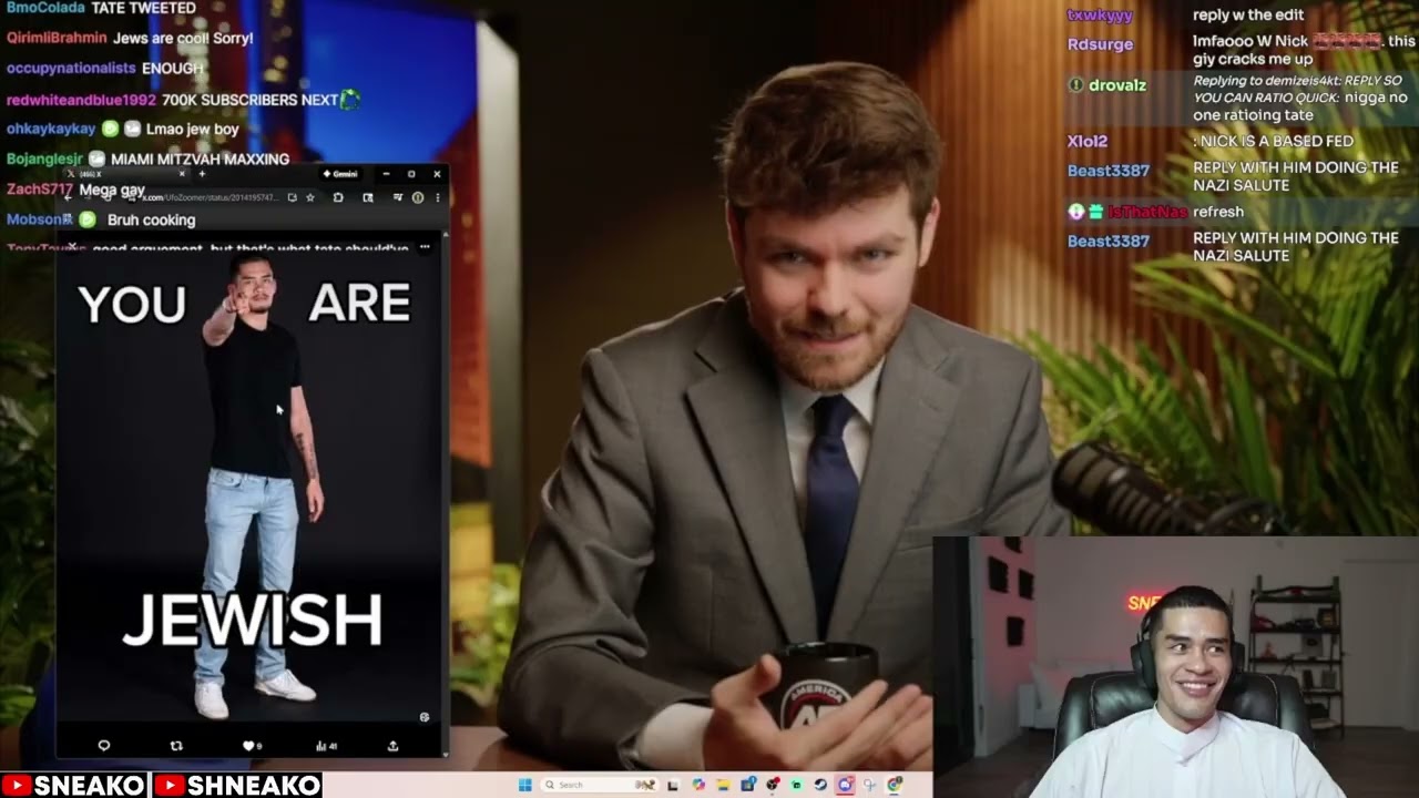 SNEAKO Reacts to Nick Fuentes Defending Him But Still Expressing Sympathy Towards Andrew Tate