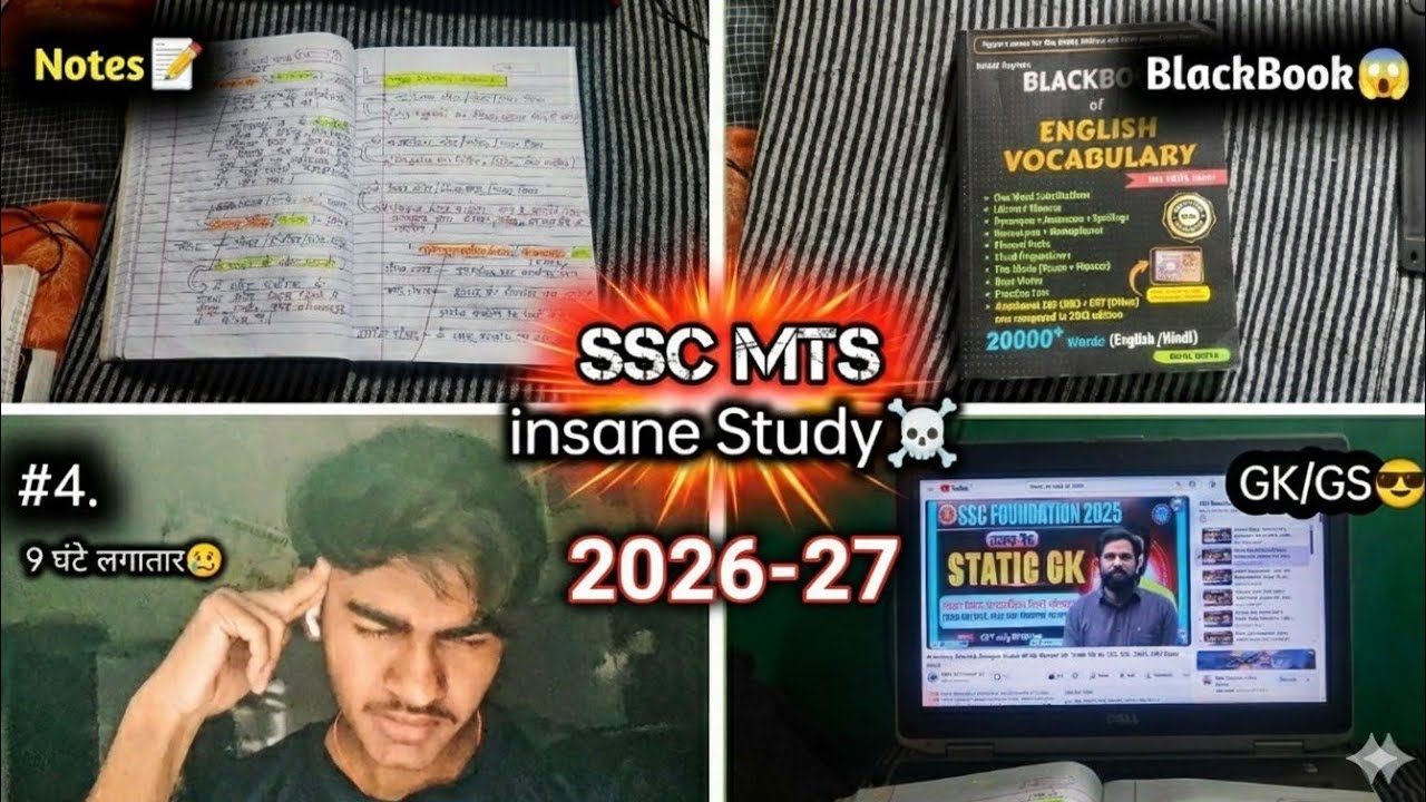 9 Ghante Lagatar Padhai 😢 | SSC MTS 2025 Preparation | Blackbook & Static GK #ssc #sscmts 