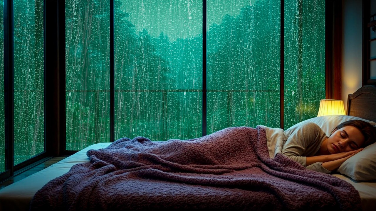 Heavy Rain on Corner Window (No Music)🌧️ Cozy Bedroom Ambience for Deep Sleep, Rest, Study, Focus