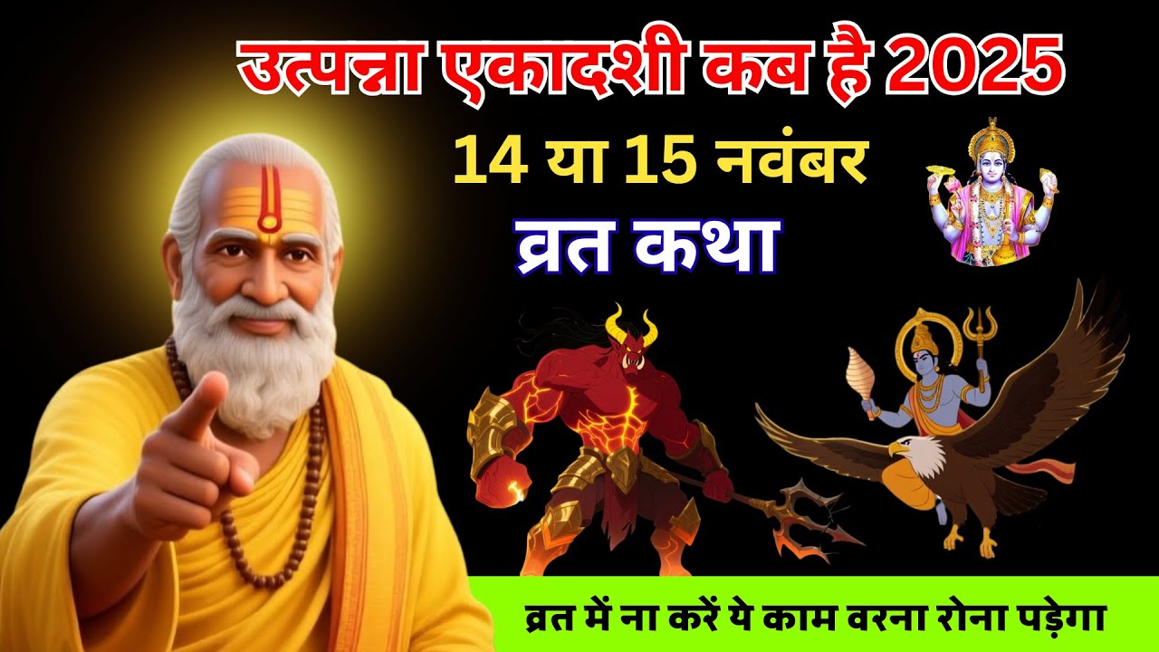 🕉️ उत्पन्ना एकादशी 2025 &ndash; जब भगवान विष्णु नींद से जागे और हुआ राक्षसों का अंत! पूरी व्रत कथा सुनिए 🔥