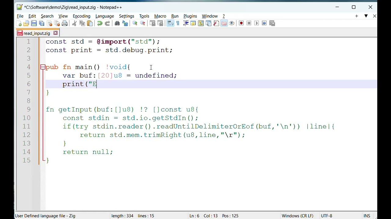 How to read user input in Zig CLI application | Zig Code | Zig Examples
