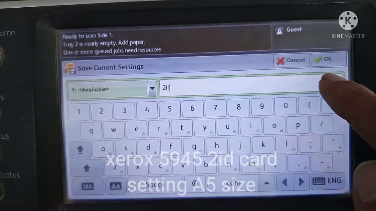 xerox 5945,55 2id card setting A5 size