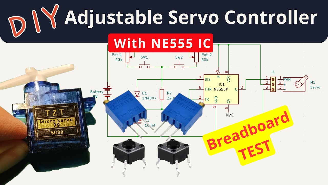 DIY | How to Make an Adjustable Servo Motor Controller With NE555 #electronic #circuit #NE555