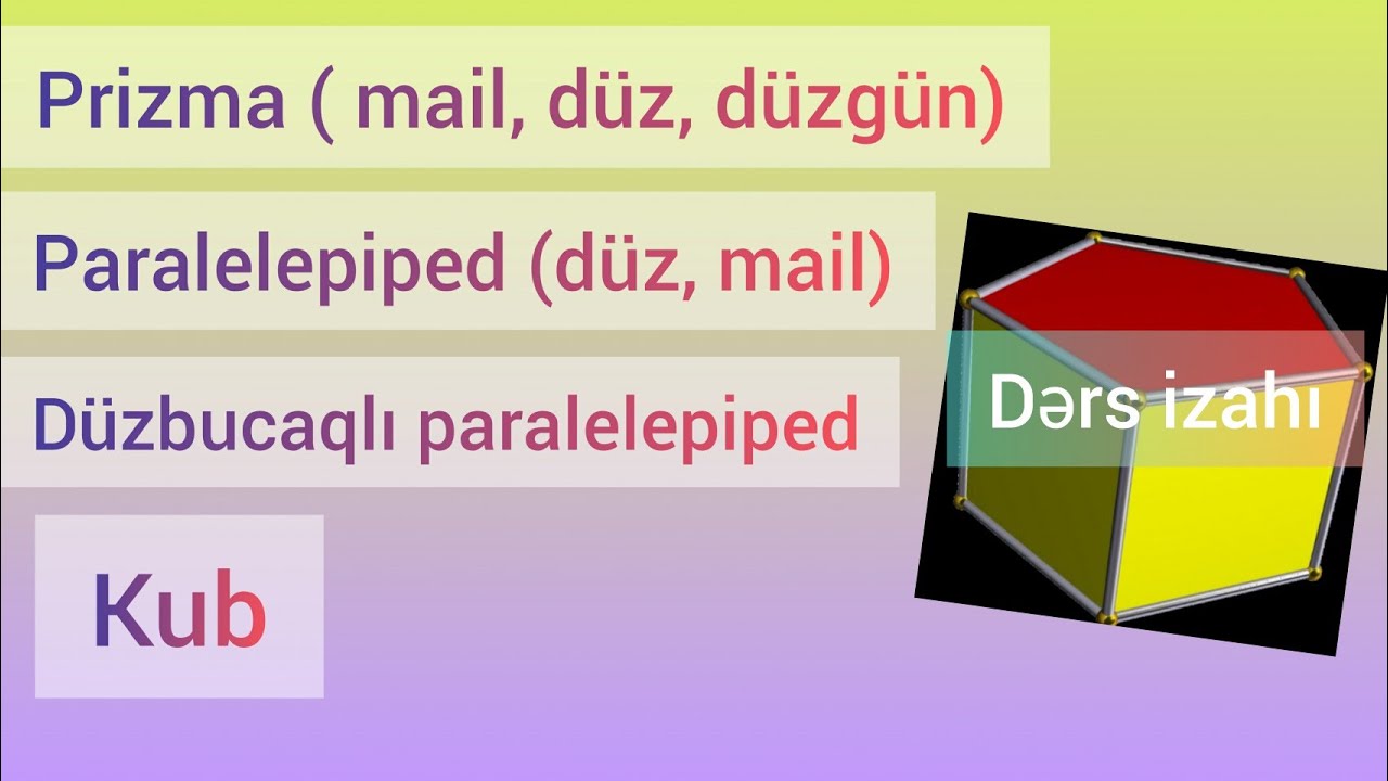 Prizma, Paralelepiped, Kub - Dərs izahı | Khayala Gasimova