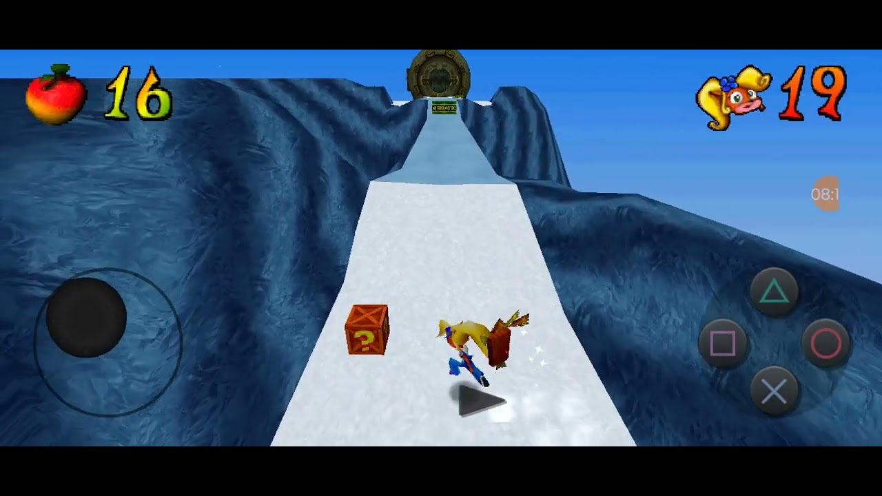 Jogando Crash Bandicoot Back in Time. (o jogo só funciona com a tela ao contrário.💀)