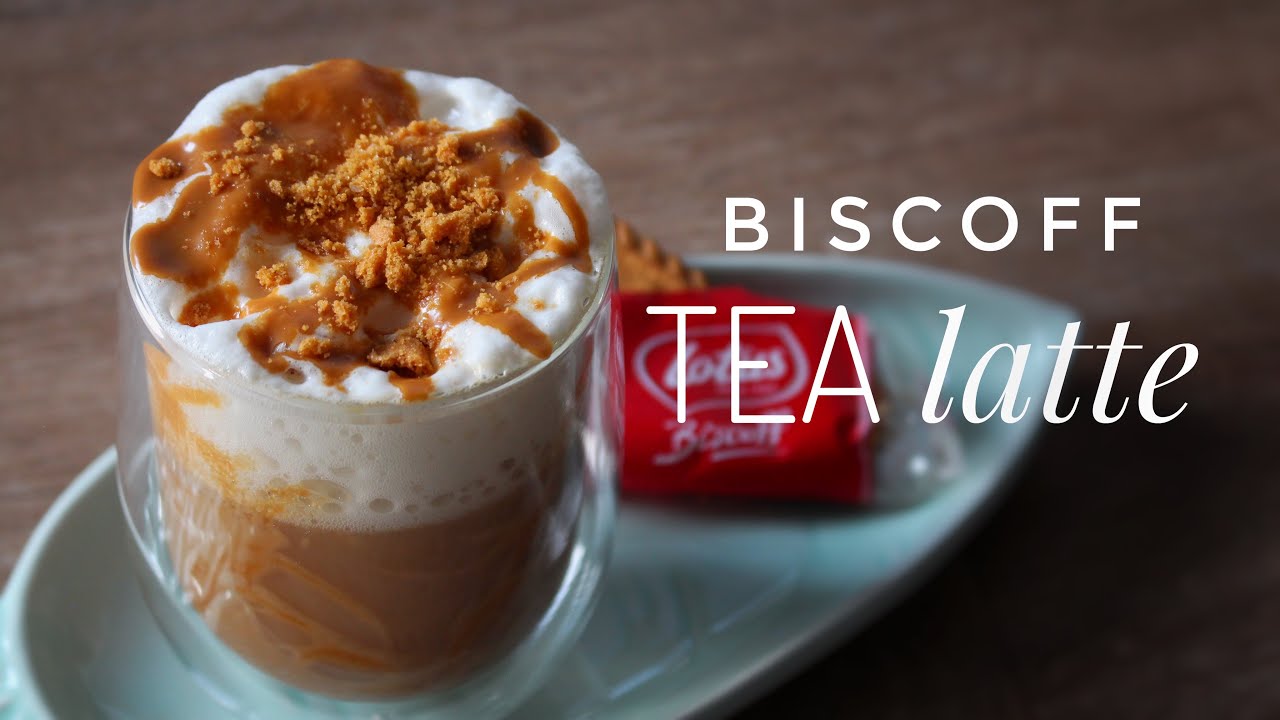 Biscoff Foam Tea Latte - Home Cafe - (dairy free, vegan) // Milk Tea Dessert Drink
