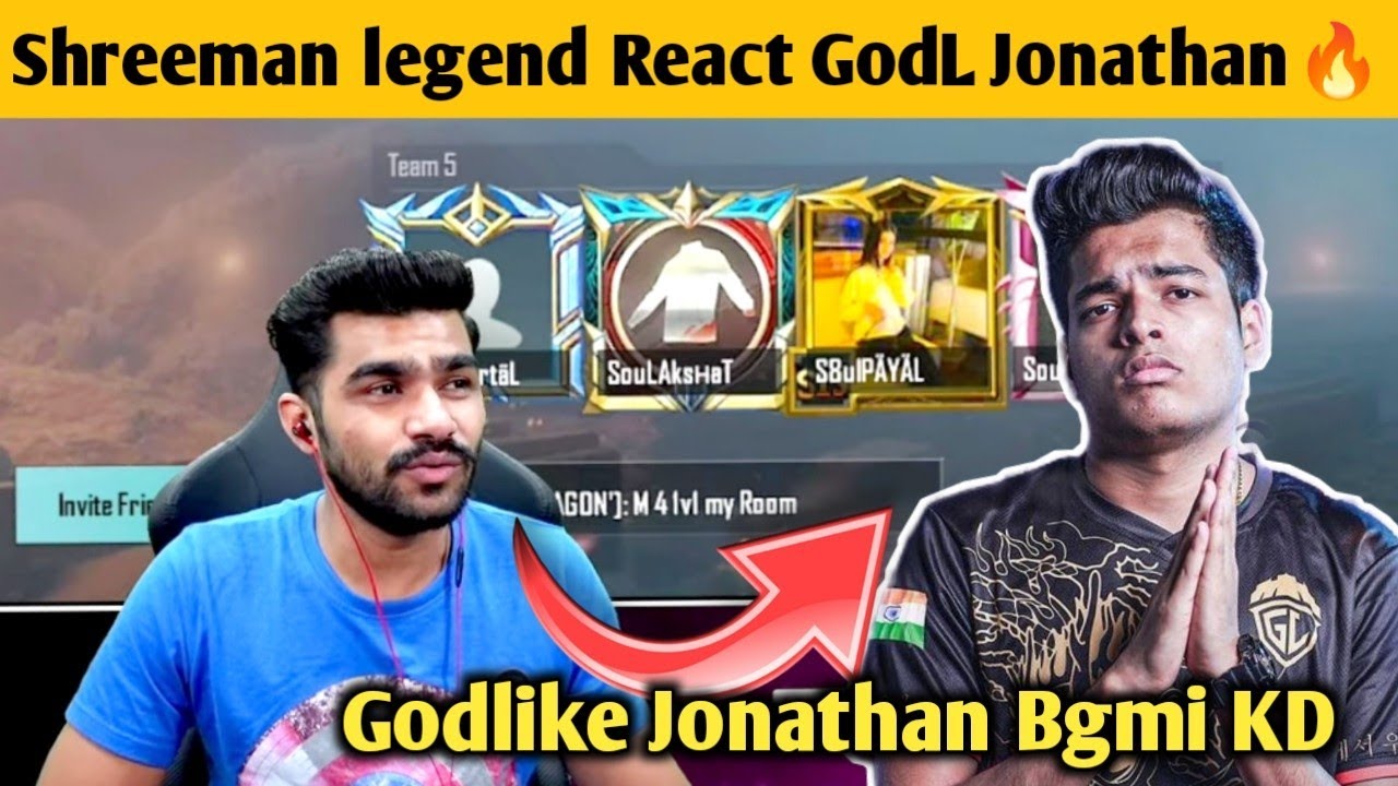 Shreeman legend react on Godlike Jonathan 🔥 | Jonathan Gaming Bgmi KD